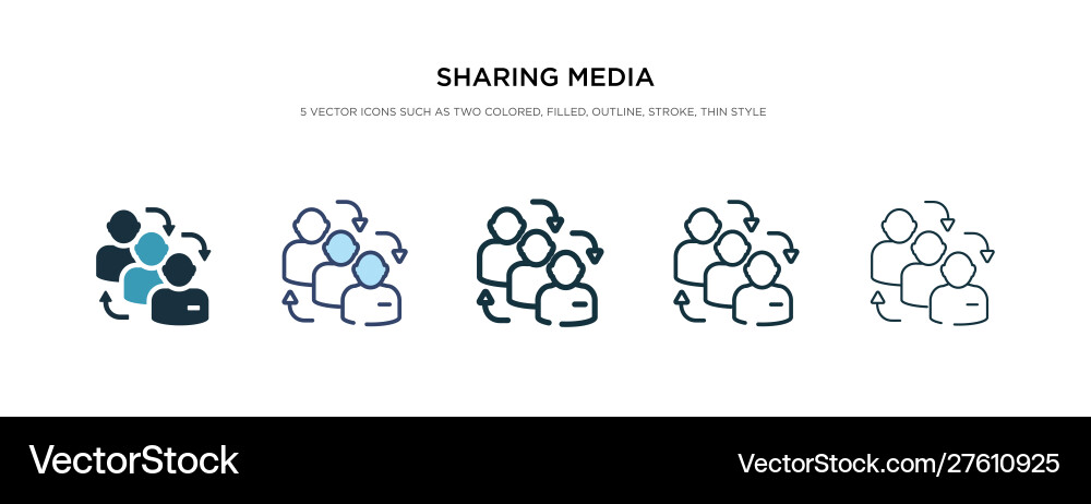 Sharing media icon in different style two Sharing media icon in different style two vector image