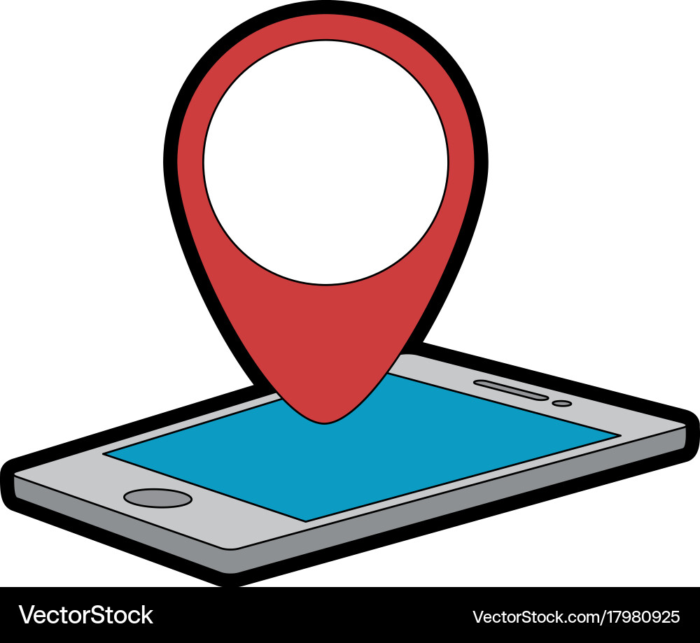 Smartphone with pointer location isolated icon Vector Image
