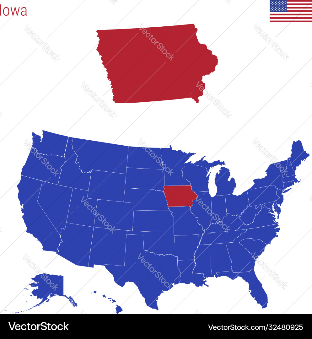 State iowa ist in der roten Karte hervorgehoben Vektorbild