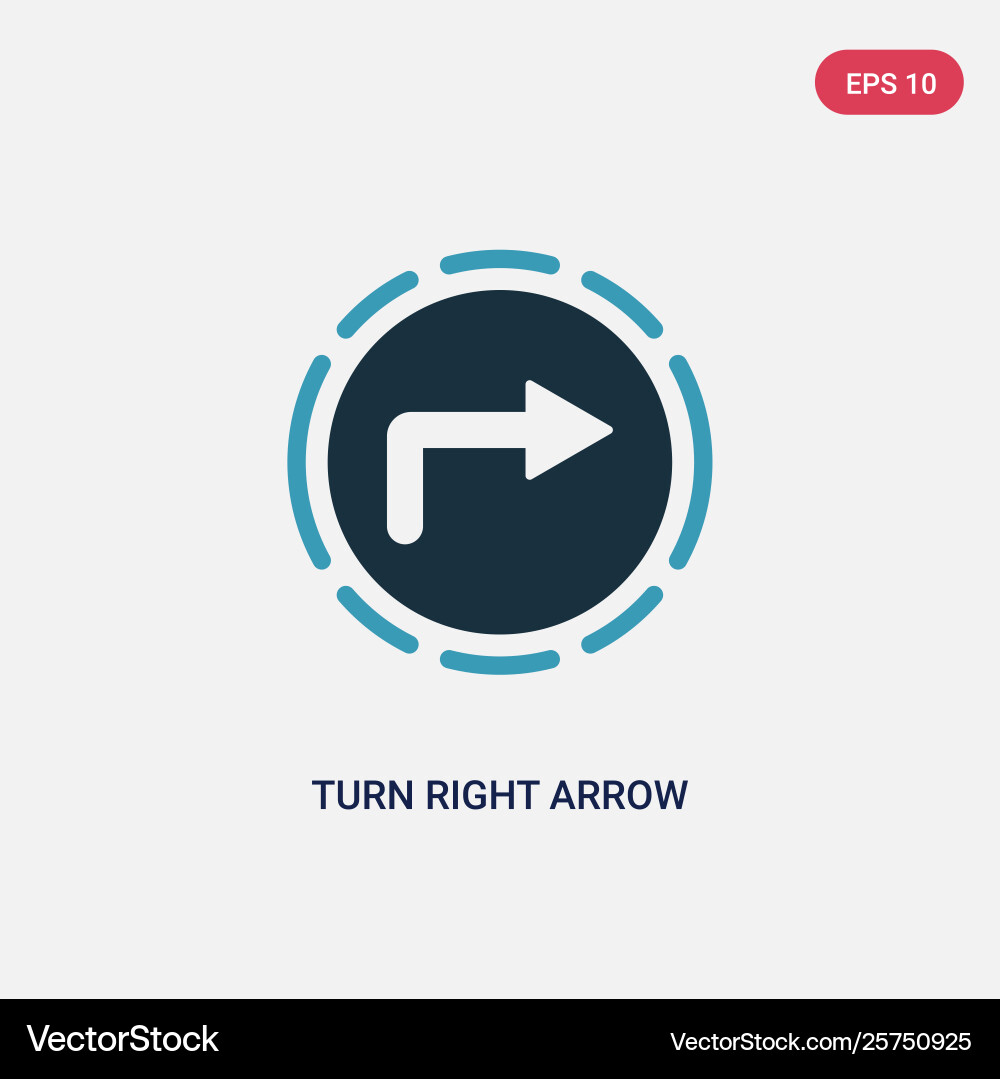 Two color turn right arrow icon from user Two color turn right arrow icon from user vector image