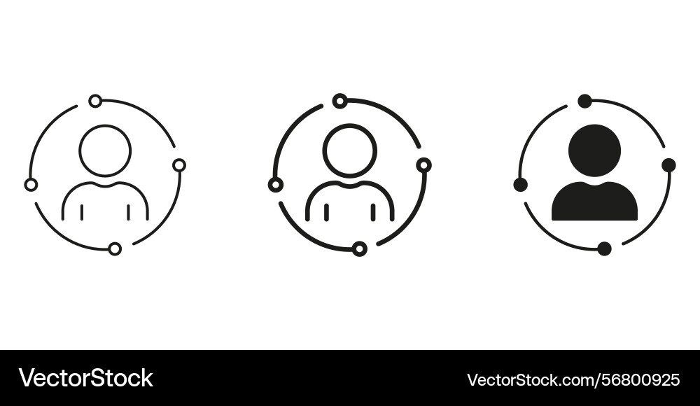 User profile with network line and solid icon set User profile with network line and solid icon set vector image