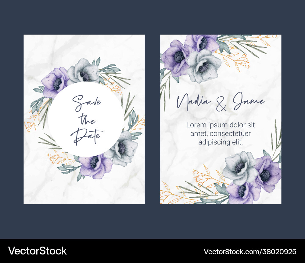 Wedding card template flower watercolor Wedding card template flower watercolor vector image