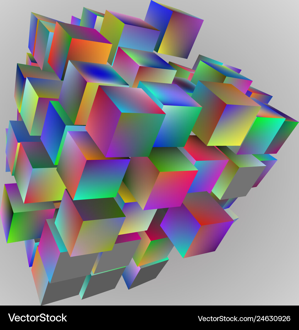 3d of basic geometric shapes an array rainbow vector image