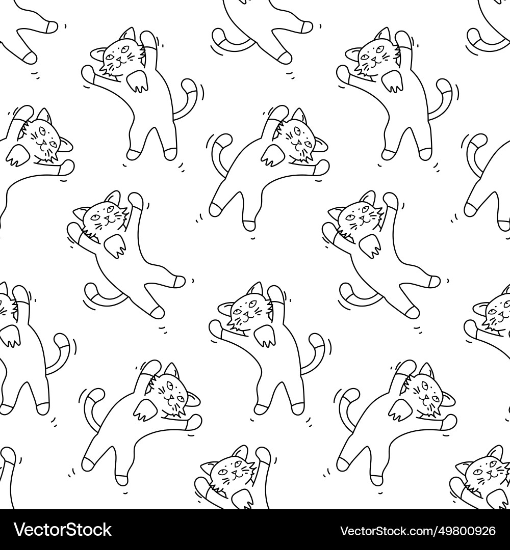 Cat jumping outline pattern Cat jumping outline pattern vector image