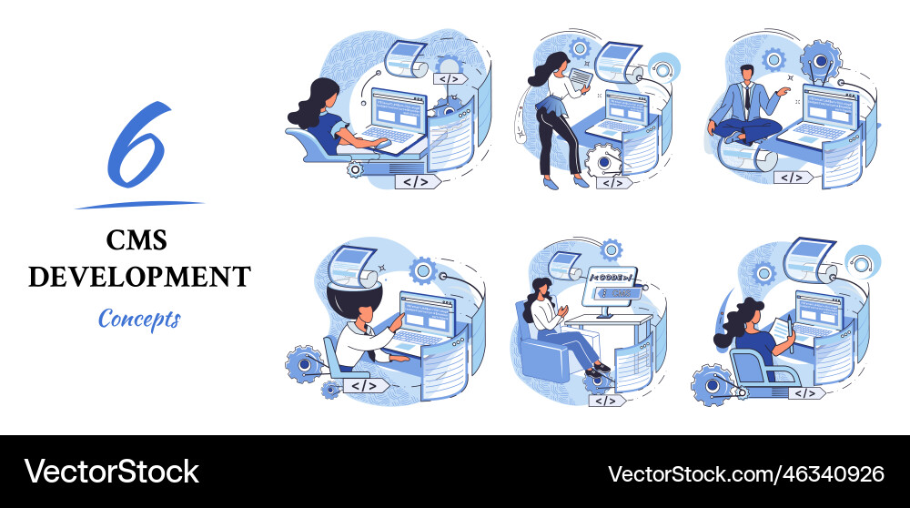 Concept of digital content management system cms Concept of digital content management system cms vector image