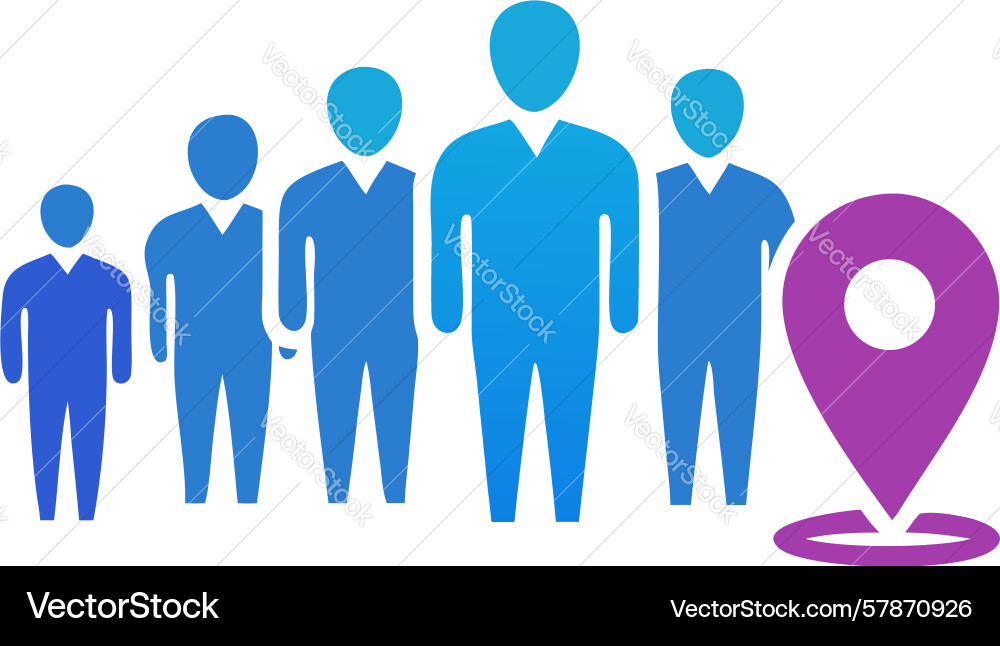 Crowd with location pin icon design generative ai Vector Image