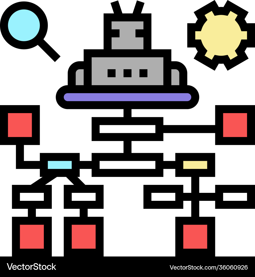 Debug researching and fixing color icon vector image