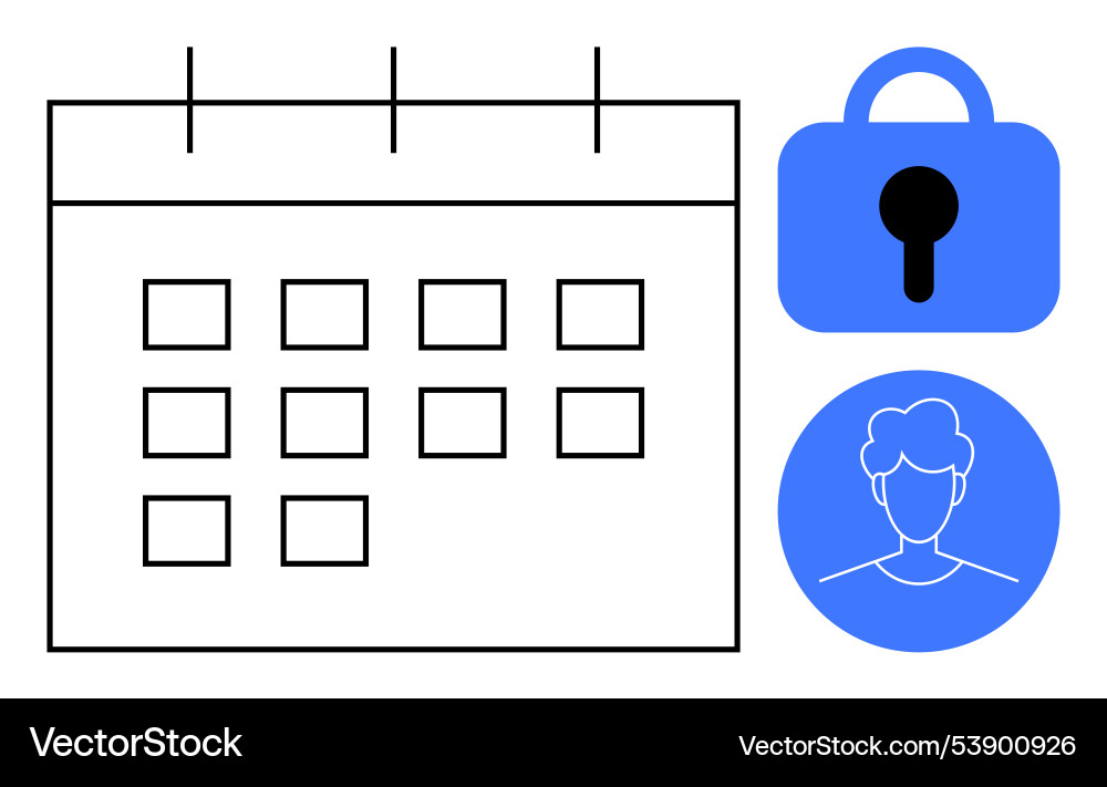 Digital calendar with security lock and user Digital calendar with security lock and user vector image