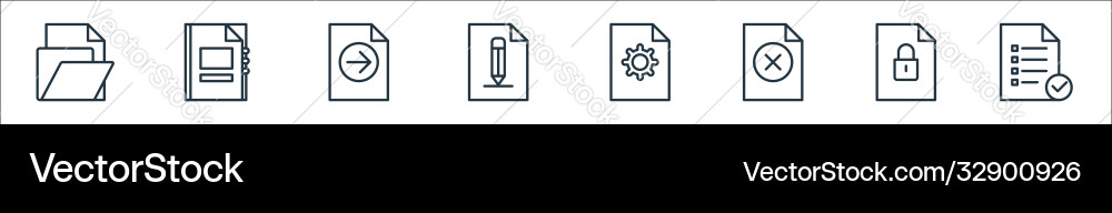 File and document outline line icons linear set vector image