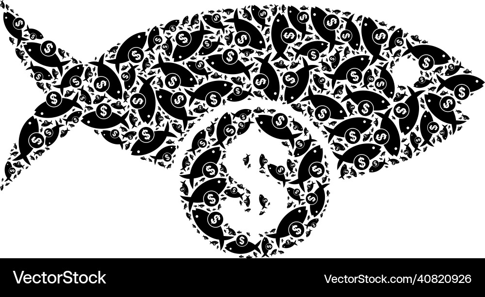 Fish price recursion icon mosaic of self icons Fish price recursion icon mosaic of self icons vector image