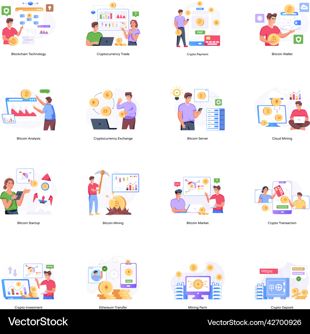 Flat of blockchain Vector Image