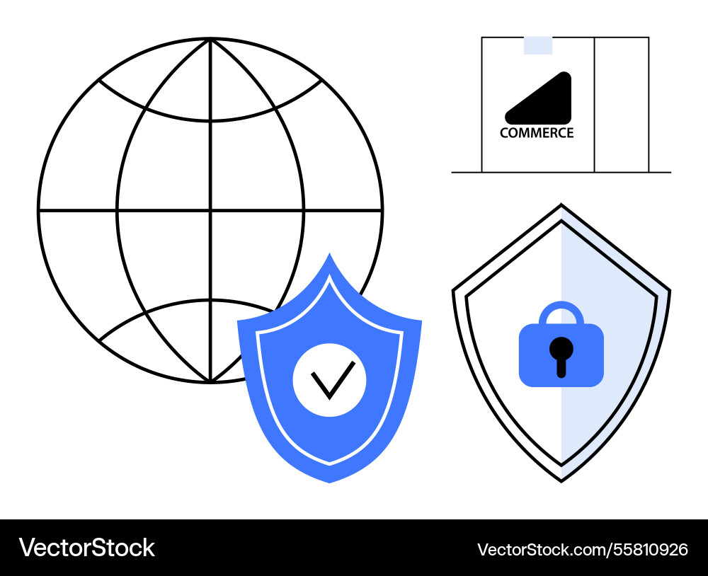 Global commerce security representation with globe Global commerce security representation with globe vector image