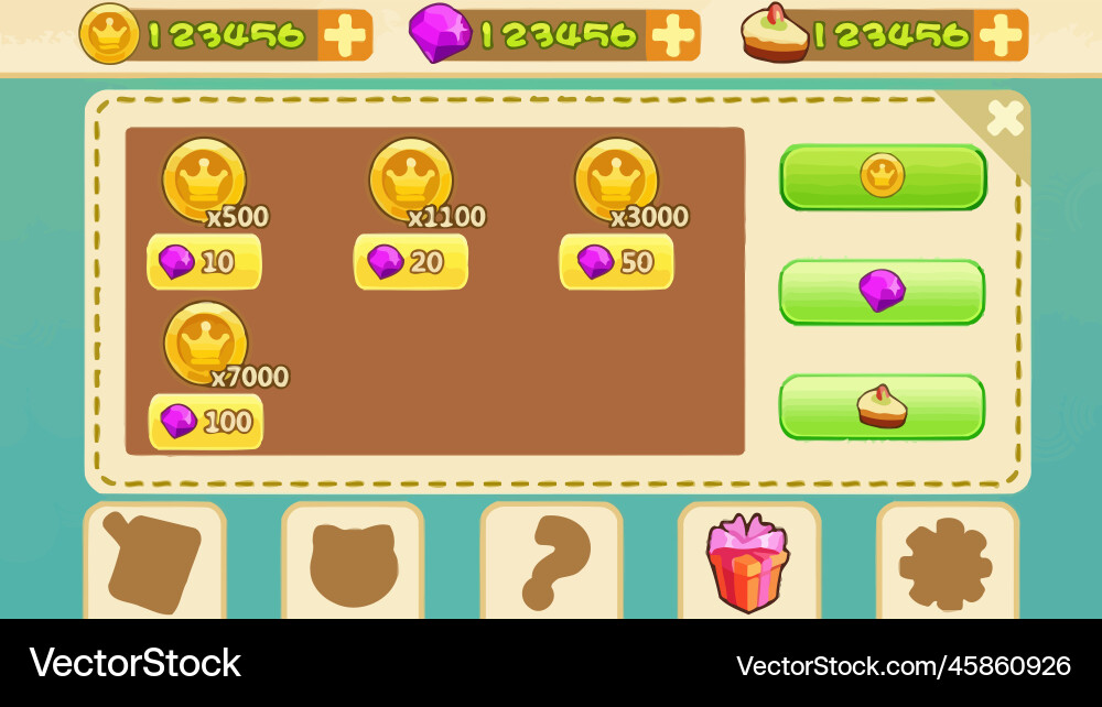 Komplettes Set von Level-Taste Spiel ui Pop-up-Symbol vektorbild