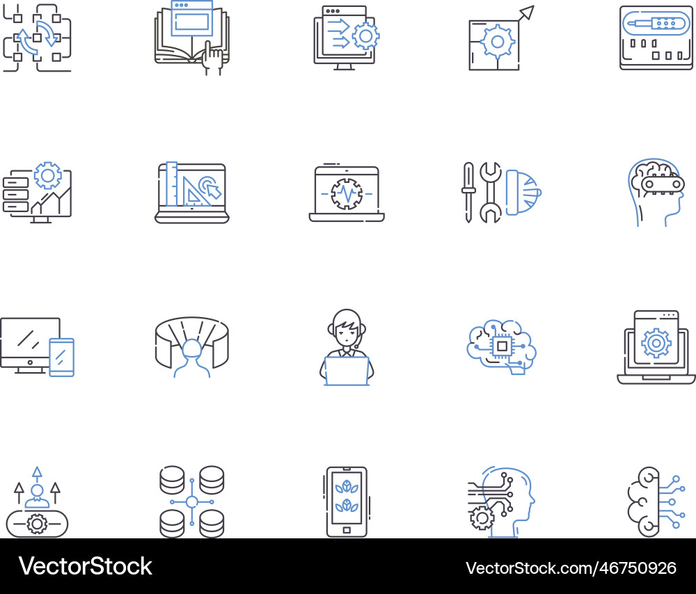 Programm outline icons collection program Programm outline icons collection program vector image