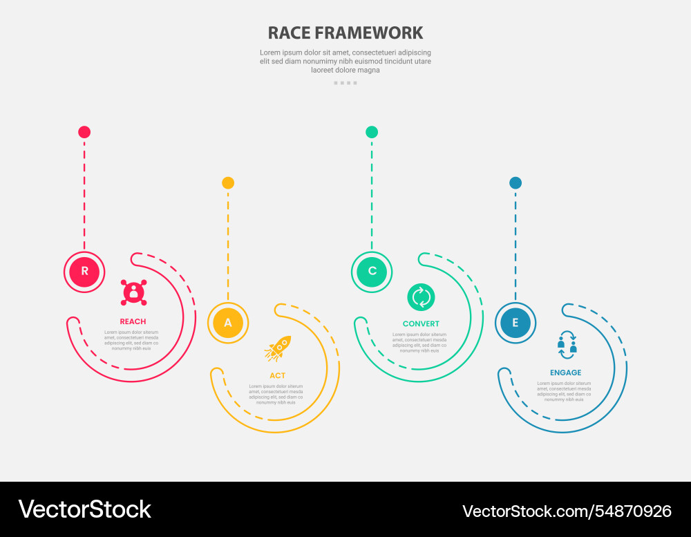 Race framework infographic outline style with 4 Race framework infographic outline style with 4 vector image