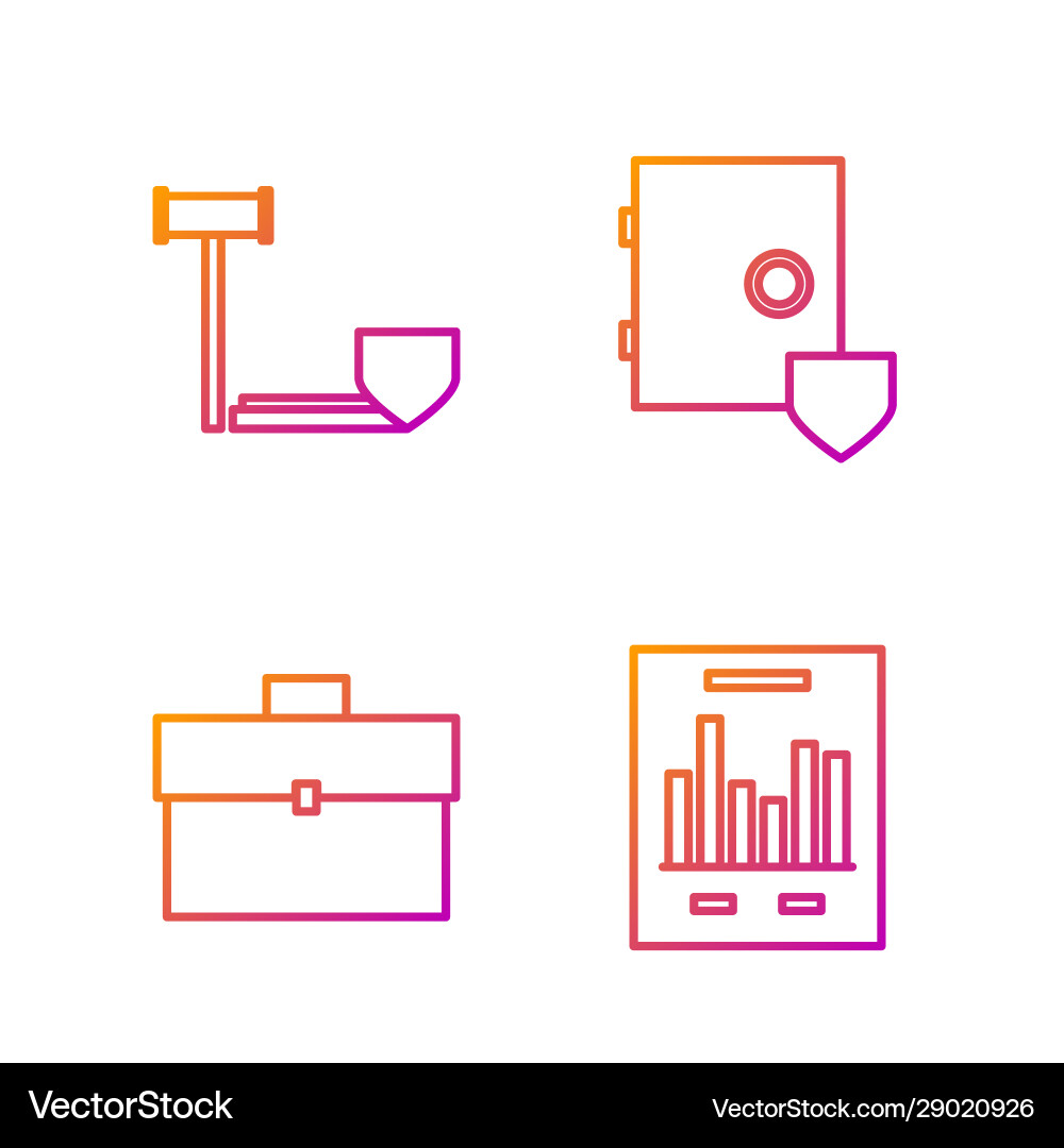 Set line document with graph chart briefcase Set line document with graph chart briefcase vector image