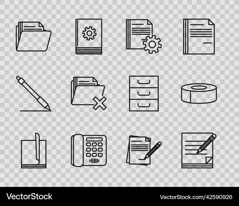 Set line file document blank notebook and pencil Set line file document blank notebook and pencil vector image