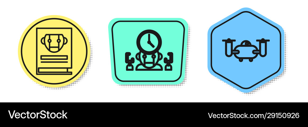Set line user manual robot and digital time Set line user manual robot and digital time vector image