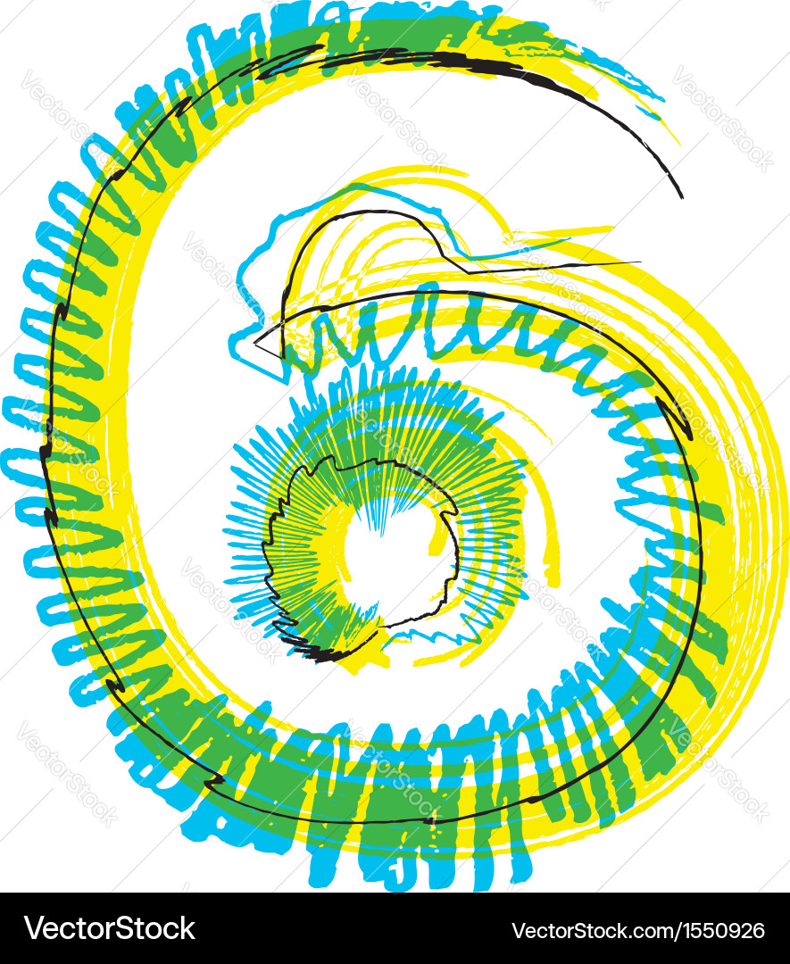 Sketch font number 6 vector image