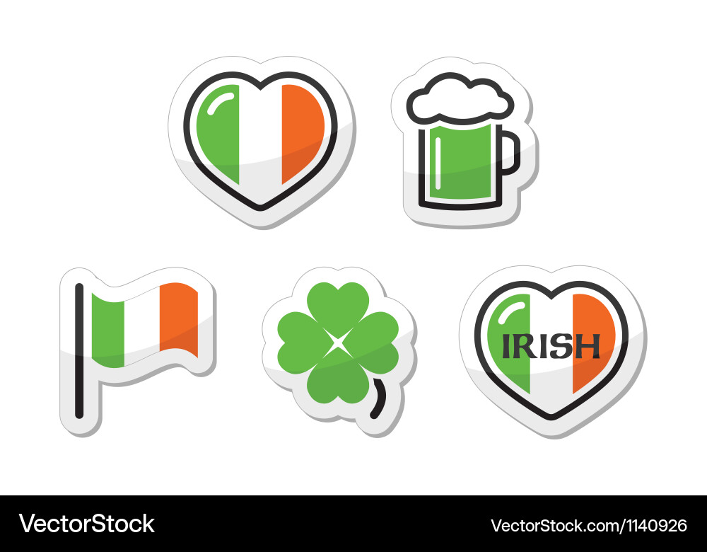St Patricks Day Icons - Irish Clover Vektorbild