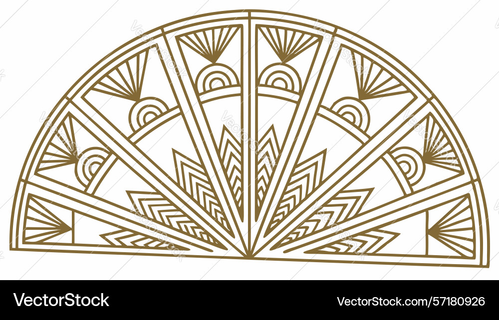 Stylized sunburst half-circle pattern element Vector Image