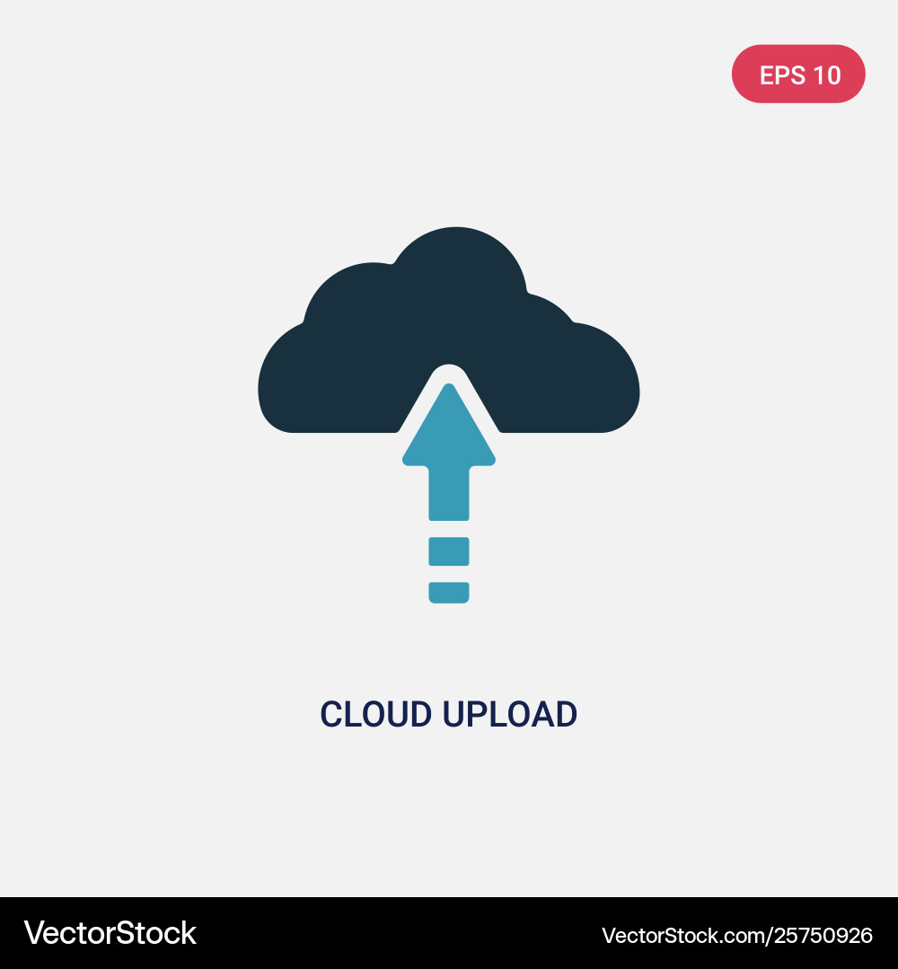 Two color cloud upload icon from user interface Two color cloud upload icon from user interface vector image