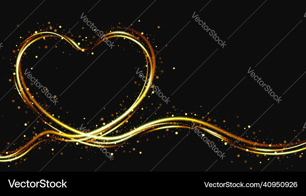 Valentines day banner design golden heart frame Valentines day banner design golden heart frame vector image