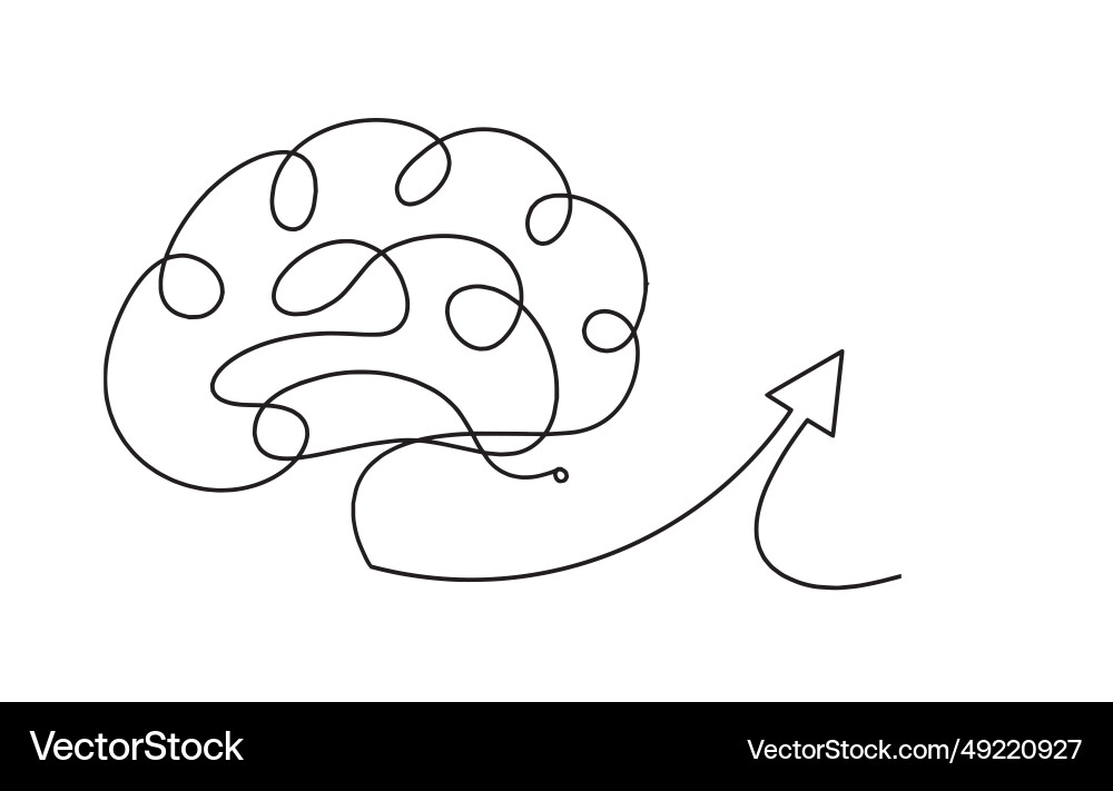 Abstract continuous lines arrows with brain Abstract continuous lines arrows with brain Vector Image