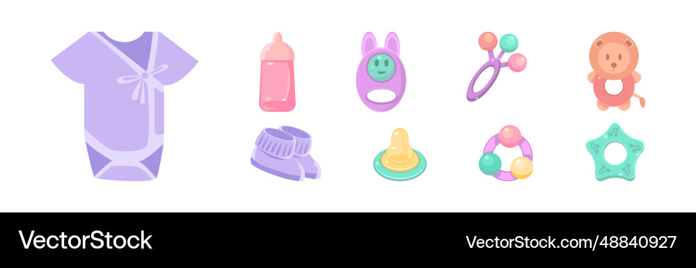 Babyhood object and different items for playing Babyhood object and different items for playing vector image