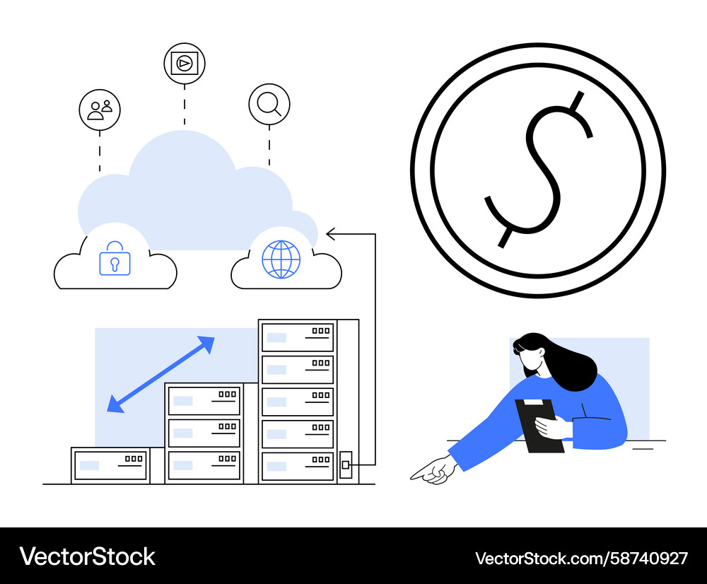 Cloud technology with data management and secure Cloud technology with data management and secure Vector Image