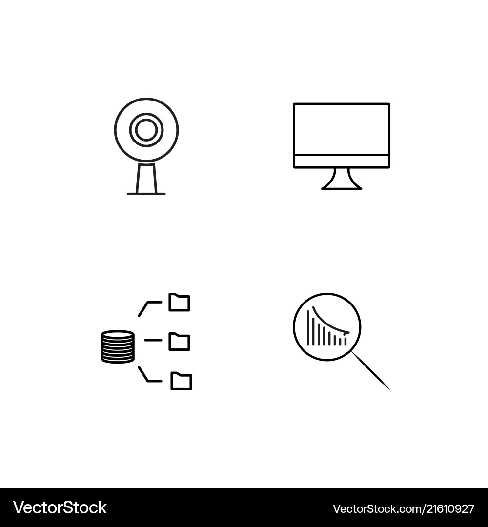 Data analytics linear icons set simple outline vector image
