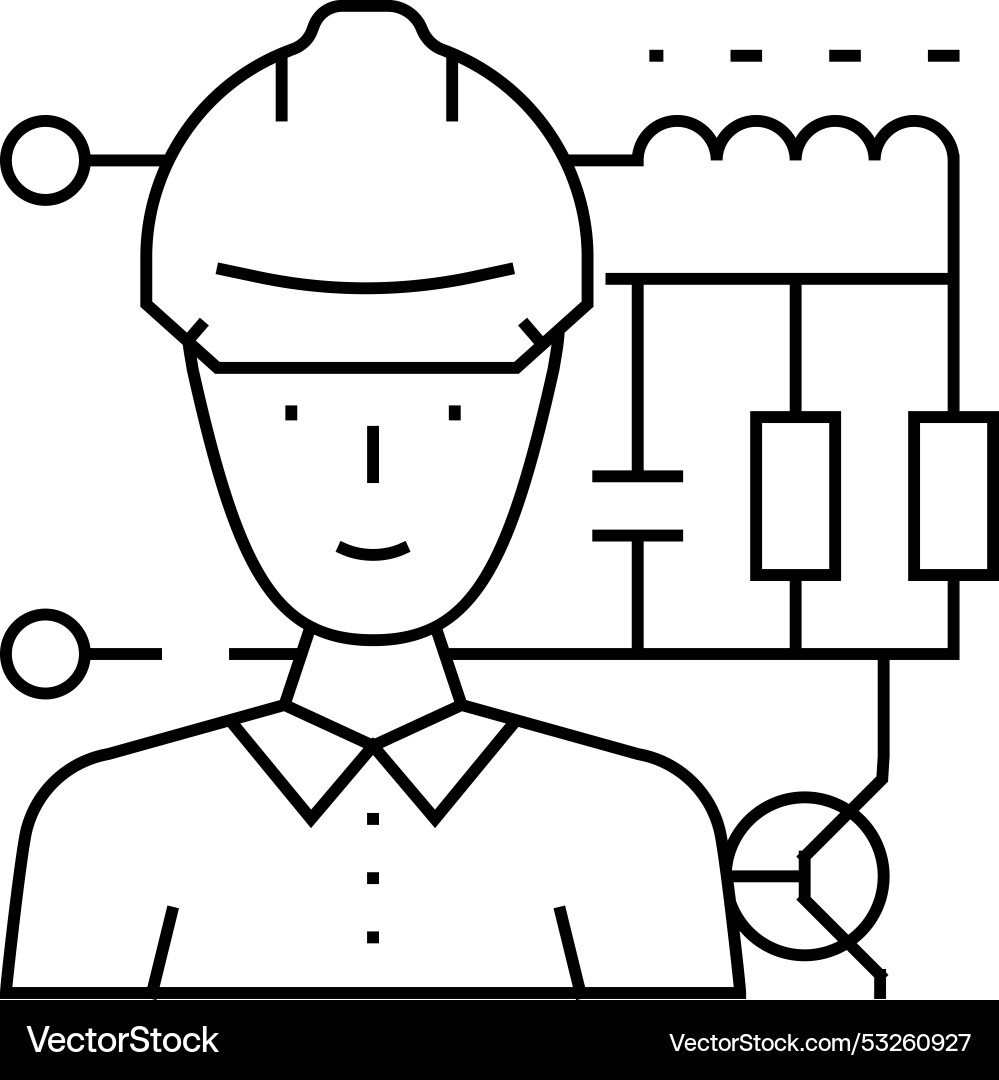 Electronics engineer worker line icon Electronics engineer worker line icon vector image