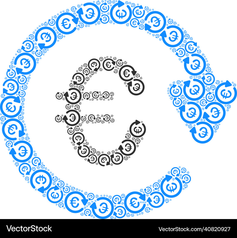 Euro pay again recursion icon composition of self Euro pay again recursion icon composition of self vector image