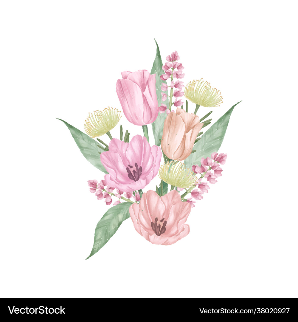 Flower bouquet watercolor wedding Flower bouquet watercolor wedding Vector Image