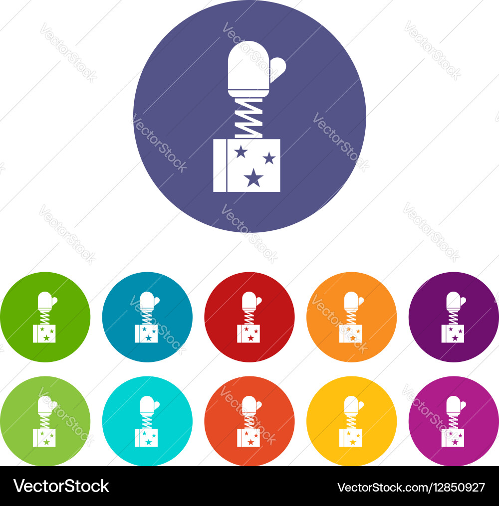 Hand on spring in box set icons vector image
