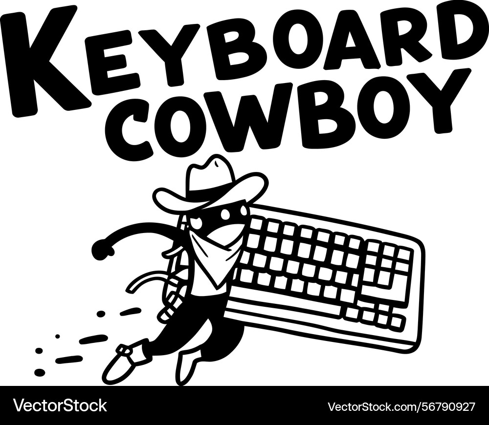 Keyboard cowboy with running character Keyboard cowboy with running character vector image