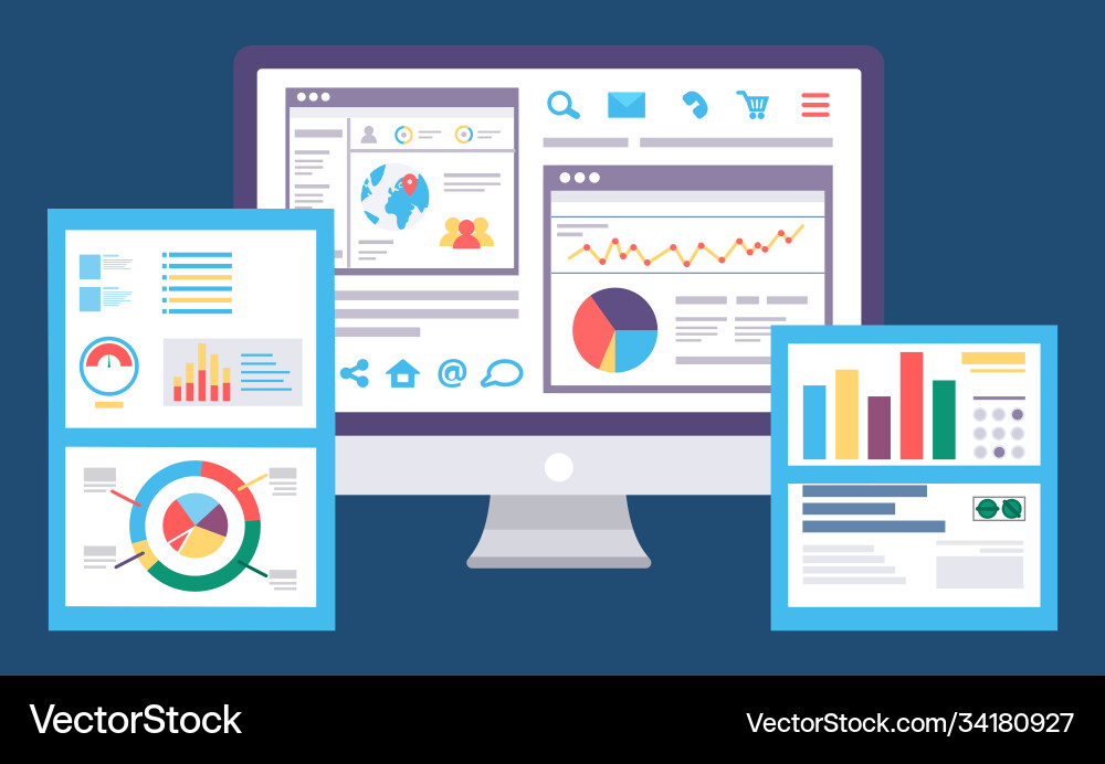 Pc device and board with diagram scheme Pc device and board with diagram scheme vector image