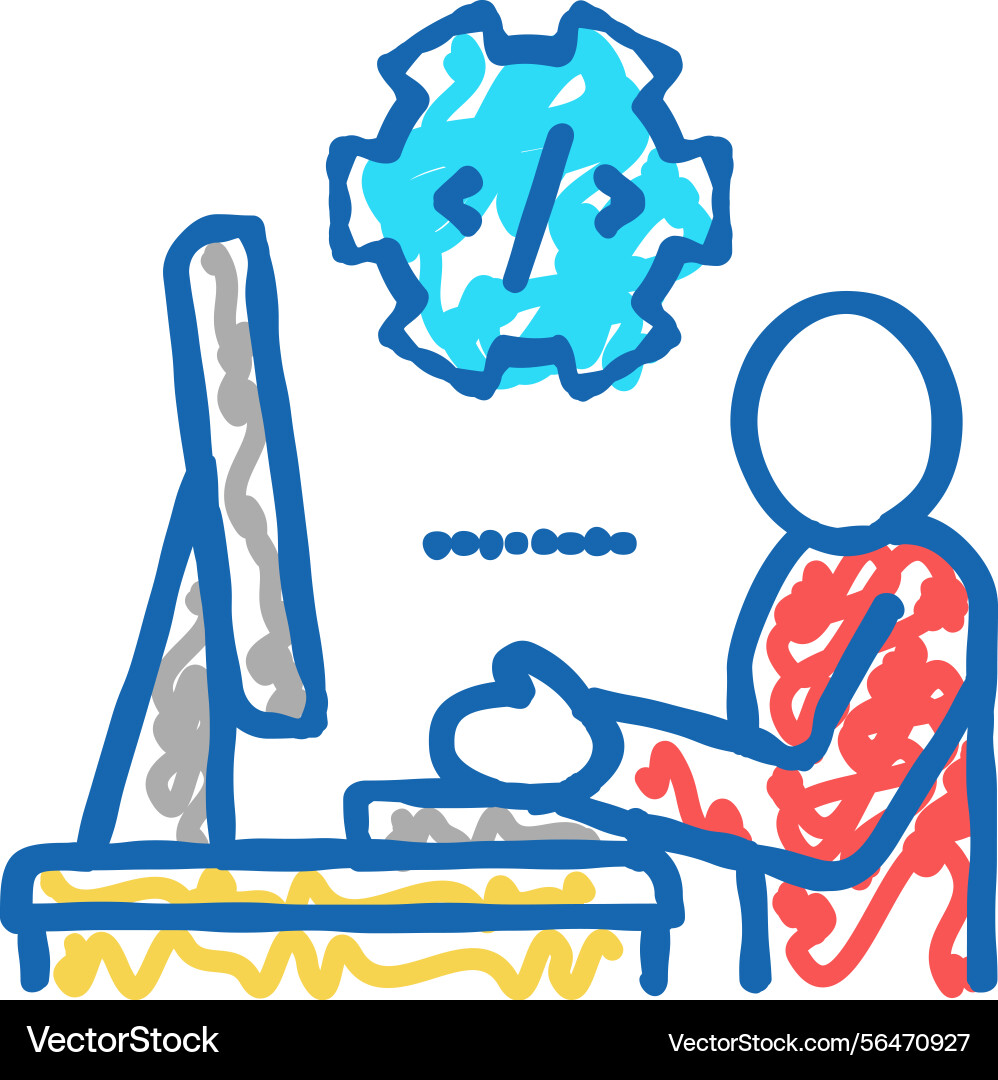 Programmer coding and development icon doodle Programmer coding and development icon doodle vector image