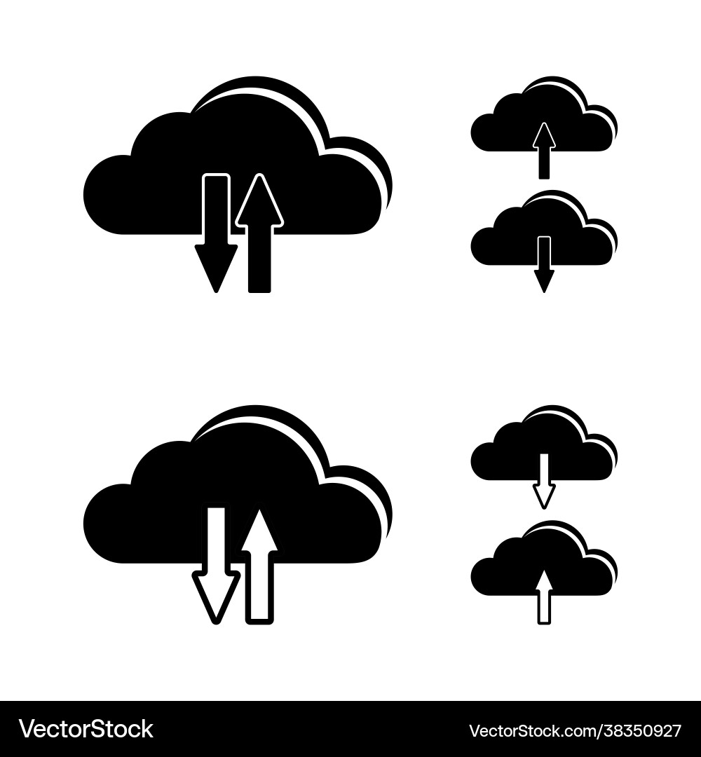 Set clouds with up and down arrow vector image