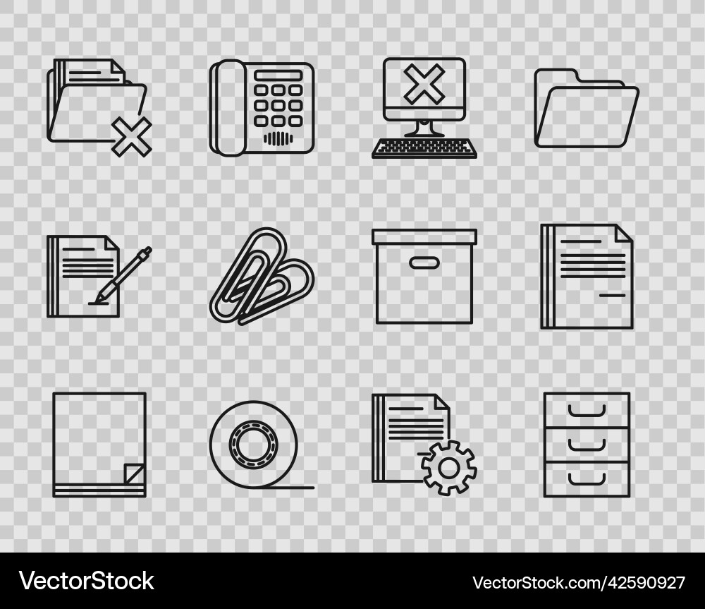 Set line file document drawer with documents Set line file document drawer with documents vector image