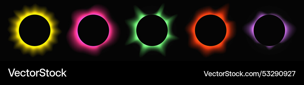 Set of circle illuminate light frames Set of circle illuminate light frames vector image