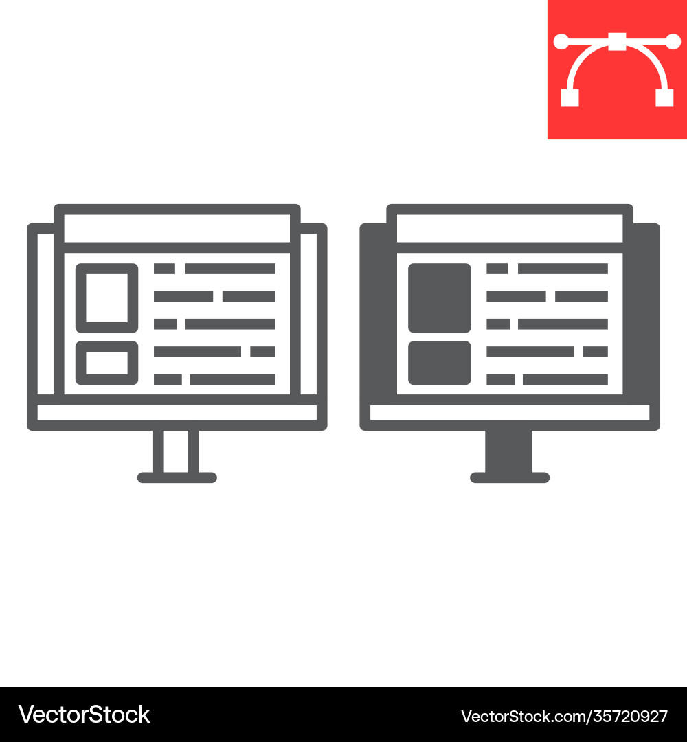 Web design line and glyph icon website ux Vector Image