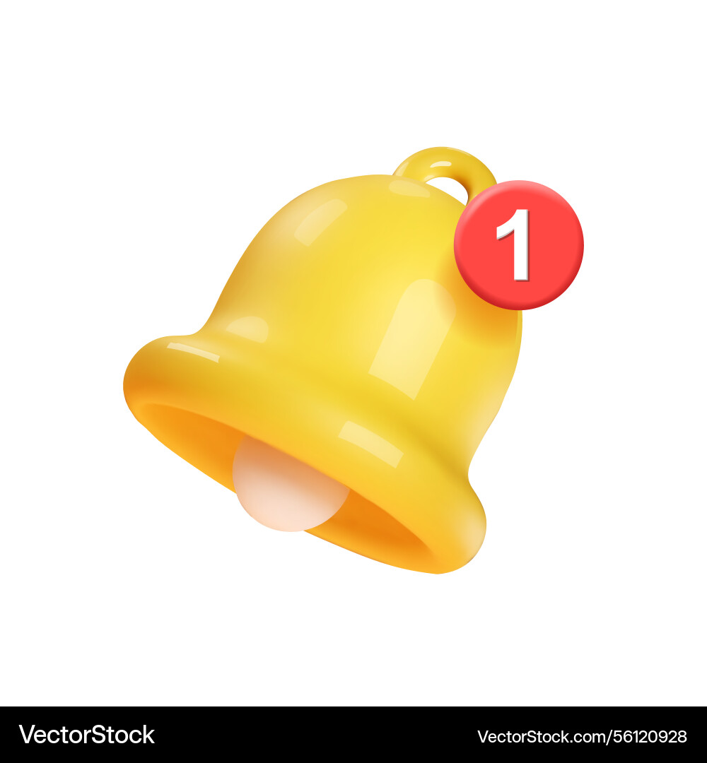 Bell with red message notification counter Bell with red message notification counter Vector Image