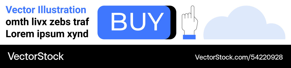 Blue buy button with hand pointer and cloud Blue buy button with hand pointer and cloud vector image