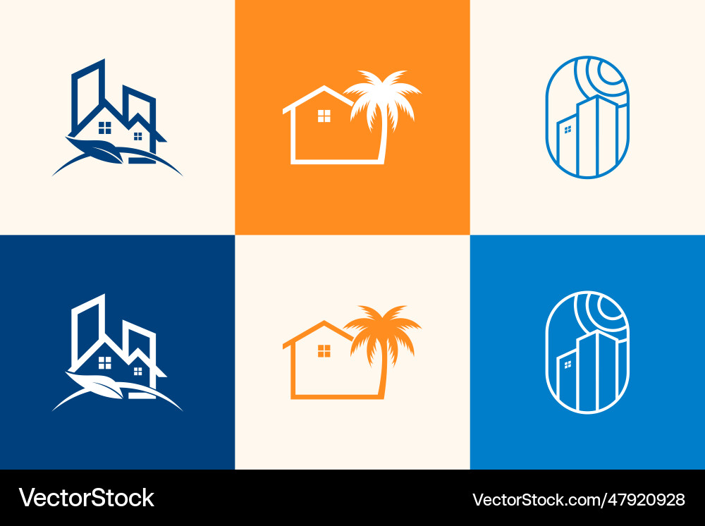 Building logo design collection with unique Building logo design collection with unique Vector Image
