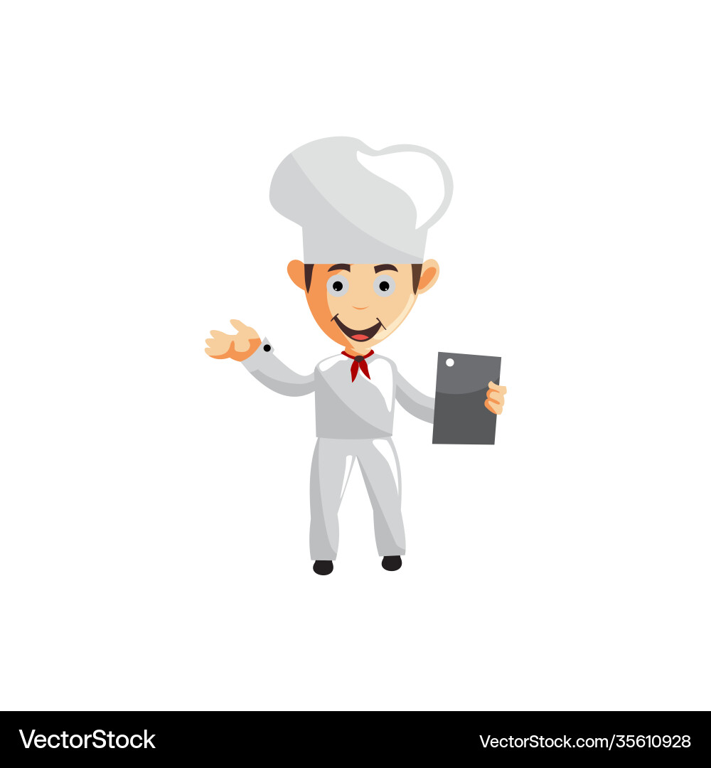 Chef character creation template pose take tablet Chef character creation template pose take tablet vector image