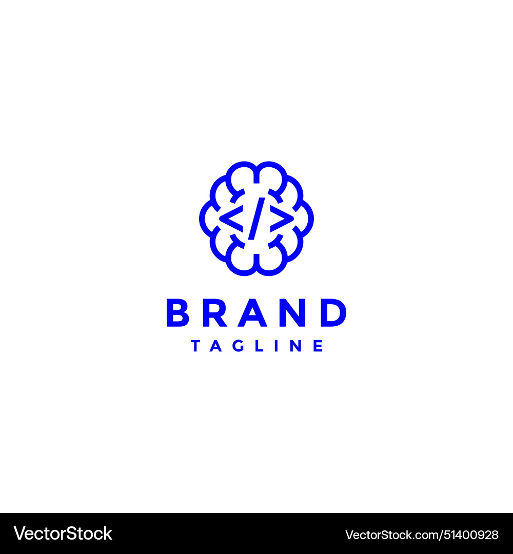 Code icon inside brain symbol logo design Code icon inside brain symbol logo design Vector Image