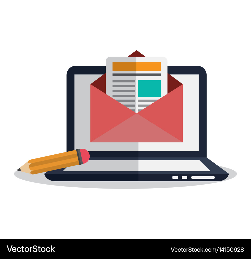Computer with instant messaging related icons vector image