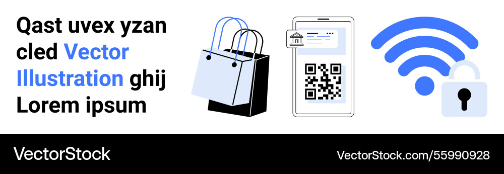 Digital shopping concept with qr code Digital shopping concept with qr code vector image