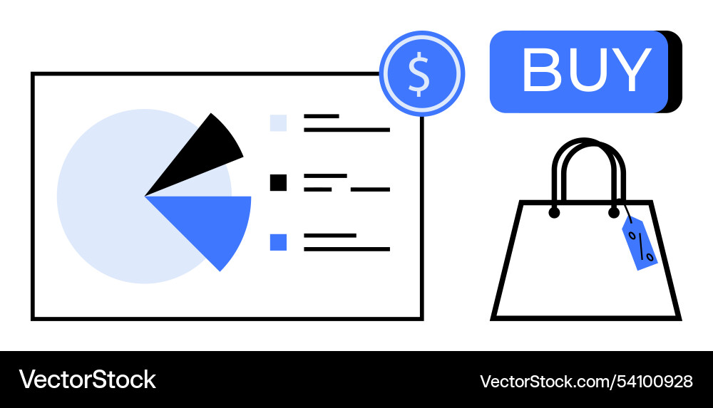 E-commerce data analysis featuring pie chart Vector Image